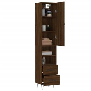 vidaXL Hoge kast 34,5x34x180 cm bewerkt hout bruin eikenkleur