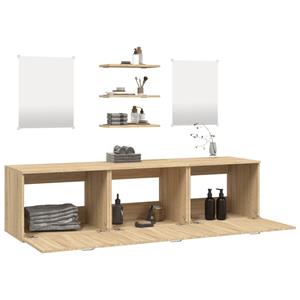 vidaXL 6-delige Badkamermeubelset bewerkt hout eikenkleurig