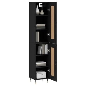 vidaXL Hoge kast 34,5x34x180 cm bewerkt hout zwart