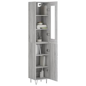 vidaXL Hoge kast 34,5x34x180 cm bewerkt hout grijs sonoma eikenkleurig