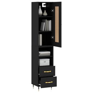 vidaXL Hoge kast 34,5x34x180 cm bewerkt hout zwart