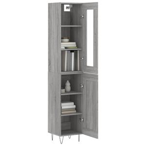 vidaXL Hoge kast 34,5x34x180 cm bewerkt hout grijs sonoma eikenkleurig