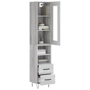 vidaXL Hoge kast 34,5x34x180 cm bewerkt hout grijs sonoma eikenkleurig