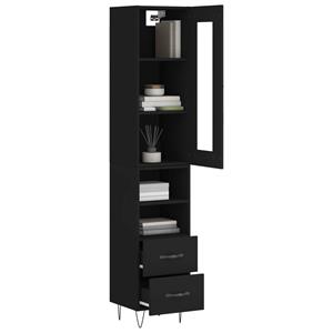 vidaXL Hoge kast 34,5x34x180 cm bewerkt hout zwart
