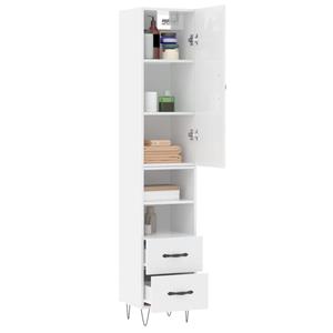 vidaXL Hoge kast 34,5x34x180 cm bewerkt hout hoogglans wit