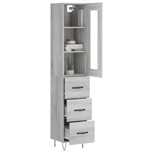 vidaXL Hoge kast 34,5x34x180 cm bewerkt hout grijs sonoma eikenkleurig
