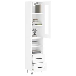 vidaXL Hoge kast 34,5x34x180 cm bewerkt hout hoogglans wit