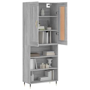 vidaXL Hoge kast 69,5x34x180 cm bewerkt hout grijs sonoma eikenkleurig