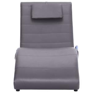 vidaXL Massage chaise longue met kussen kunstleer grijs