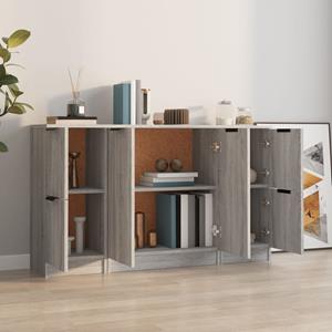 vidaXL Dressoirs 3 st bewerkt hout grijs sonoma eikenkleurig