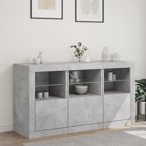 vidaXL Dressoir met LED-verlichting 123x37x67 cm betongrijs