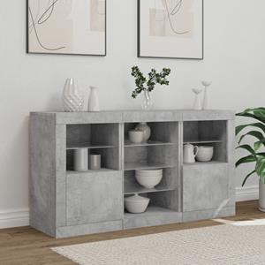 vidaXL Dressoir met LED-verlichting 123x37x67 cm betongrijs