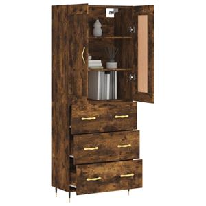 vidaXL Hoge kast 69,5x34x180 cm bewerkt hout gerookt eikenkleurig
