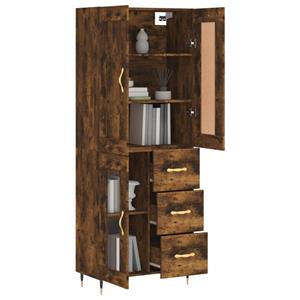 vidaXL Hoge kast 69,5x34x180 cm bewerkt hout gerookt eikenkleurig