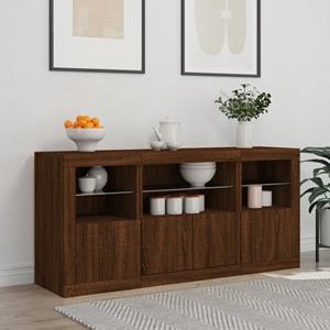 vidaXL Dressoir met LED-verlichting 142,5x37x67 cm bruineikenkleurig