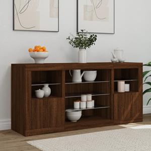 vidaXL Dressoir met LED-verlichting 142,5x37x67 cm bruineikenkleurig