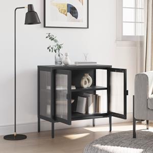 vidaXL Dressoir 70x35x70 cm glas en staal zwart