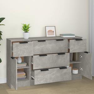 vidaXL 3-delige Dressoirset bewerkt hout betongrijs