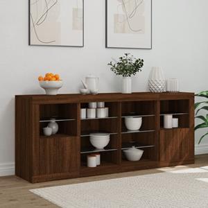 vidaXL Dressoir met LED-verlichting 163x37x67 cm bruineikenkleurig