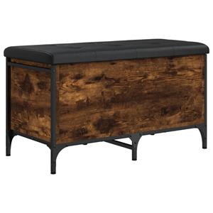 vidaXL Opbergbankje 82x42x45 cm bewerkt hout gerookt eikenkleurig