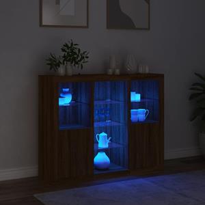 vidaXL Dressoirs met LED-verlichting 3 st bewerkt hout bruineikenkleur