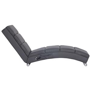 vidaXL Massage chaise longue kunstleer grijs