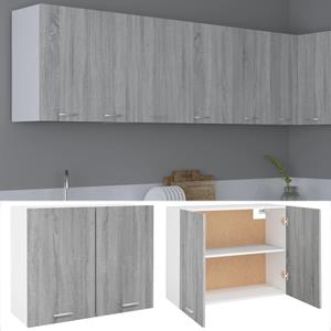 vidaXL Wandkast hangend 80x31x60 cm bewerkt hout grijs sonoma eiken