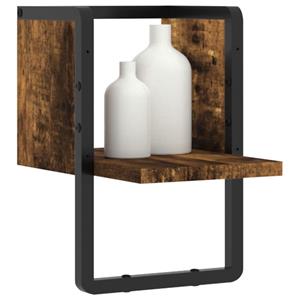 vidaXL Wandschap met stang 20x25x30 cm gerookt eikenkleurig