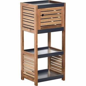 4goodz Badkamerkast Acaciahout Halfhoog - 30x36.5x83cm - Hout/zwart