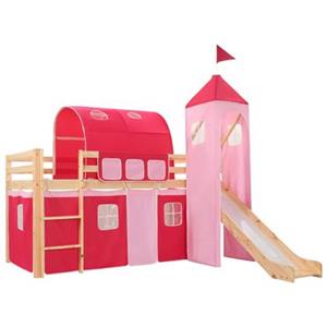 vidaXL Kinderbett Kinderhochbett Rahmen mit Rutsche Leiter Prinzessin Kiefernholz 208x23