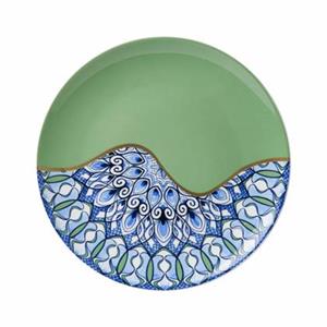 Heinen Delfts Blauw Wandbord Mandala - Groen - Porselein