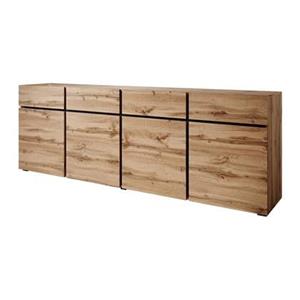 Meubella Dressoir Cainan - Eiken - Zwart - 225 cm