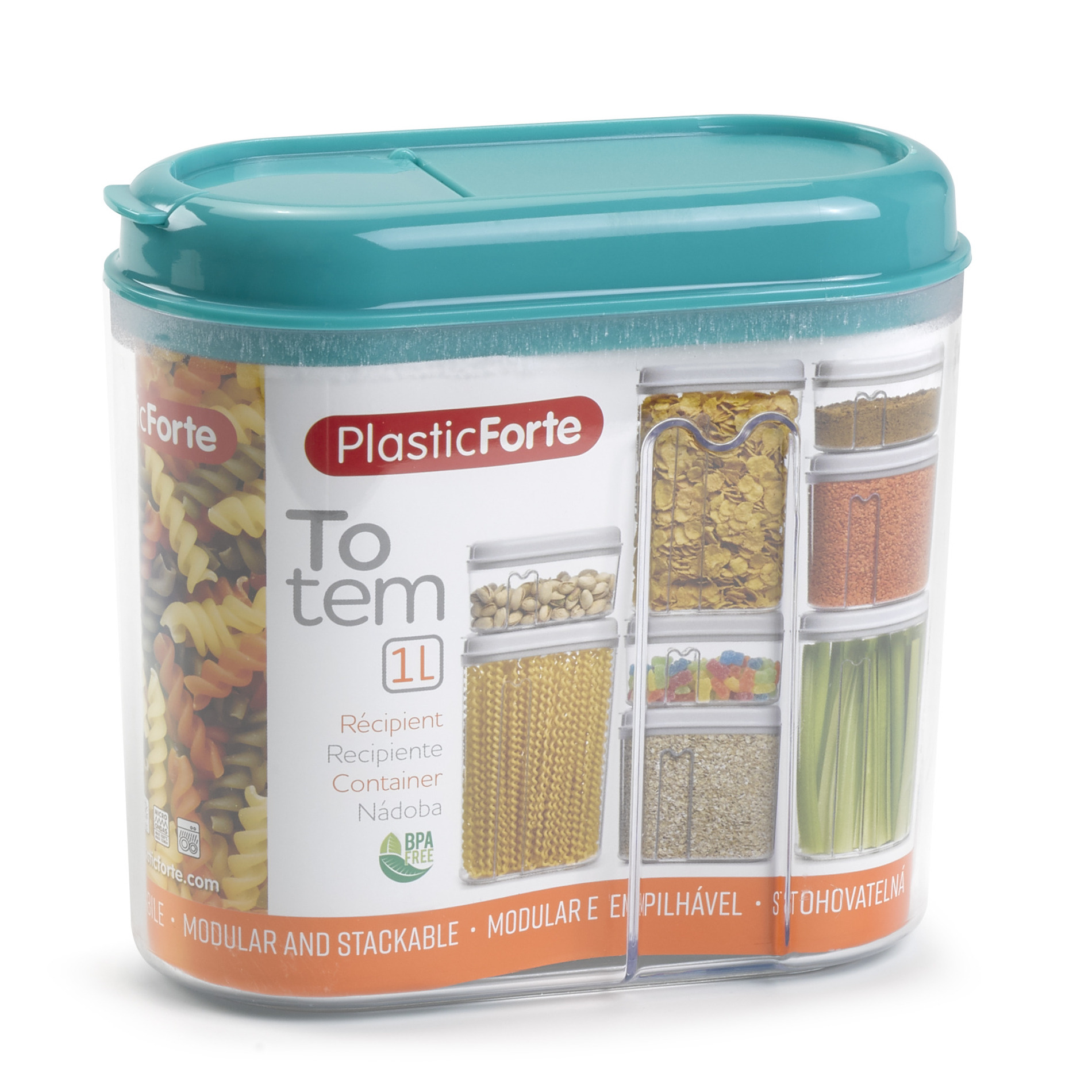 PlasticForte Voedselcontainer strooibus - blauw - 1000 ml - kunststof - 15 x 8 x 14 cm - voorraadpot -