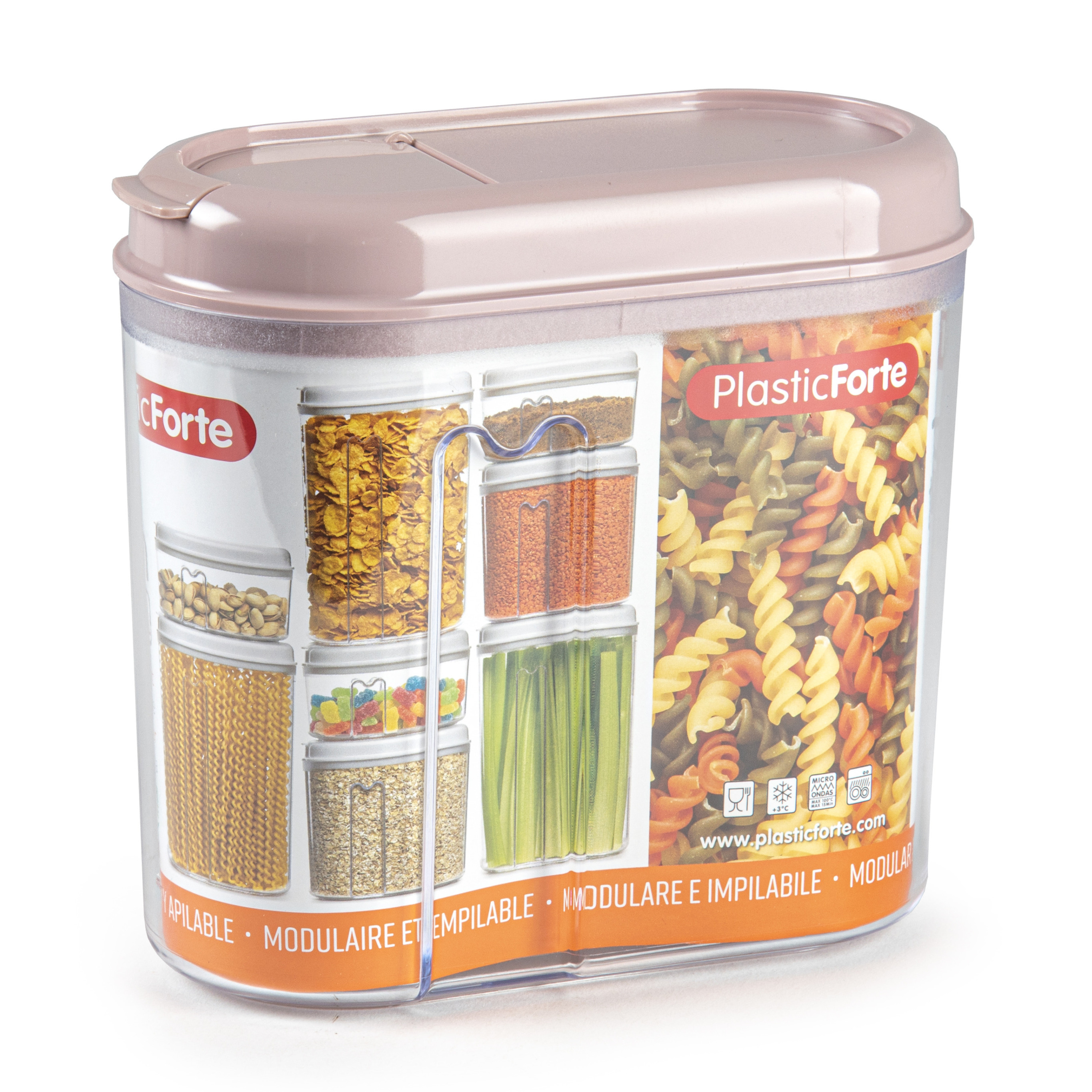 PlasticForte Voedselcontainer strooibus - lichtroze - 1000 ml - kunststof - 15 x 8 x 14 cm - voorraadpot -