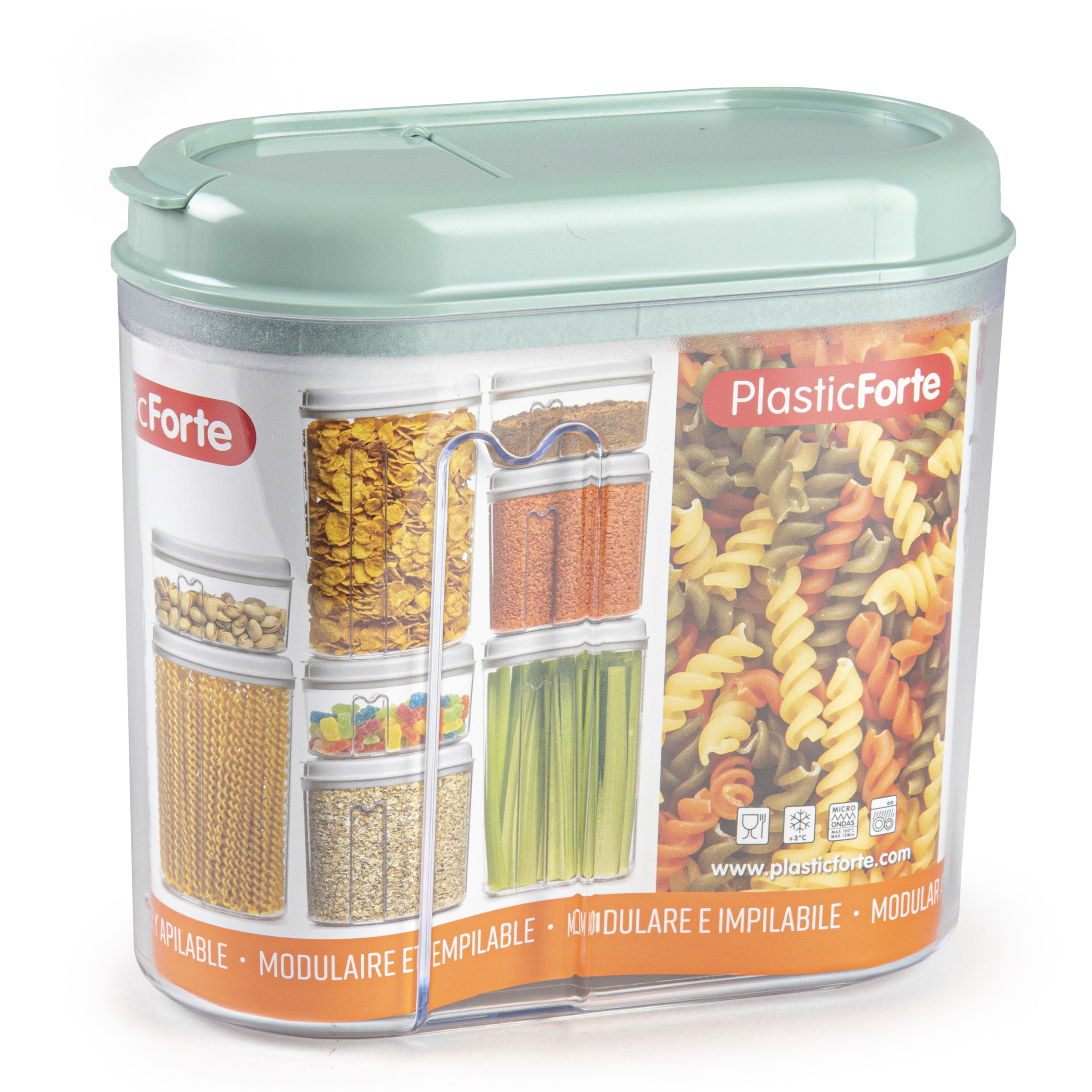 PlasticForte Voedselcontainer strooibus - mintgroen - 1000 ml - kunststof - 15 x 8 x 14 cm - voorraadpot -