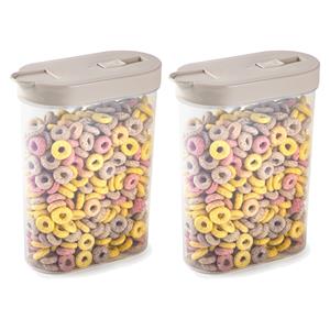 PlasticForte Voedselcontainer strooibus - 2x - beige - inhoud 1 liter - kunststof - 15 x 7 x 19 cm -