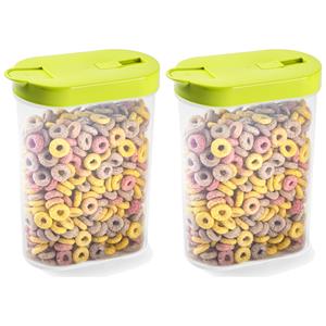 PlasticForte Voedselcontainer strooibus - 2x - groen - inhoud 1 liter - kunststof - 15 x 7 x 19 cm -