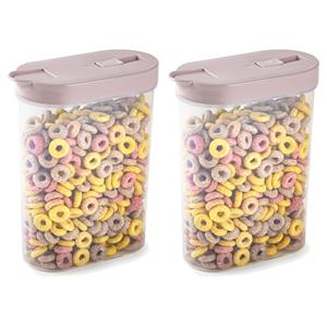 PlasticForte Voedselcontainer strooibus - 2x - lichtroze - inhoud 1 liter - kunststof - 15 x 7 x 19 cm -