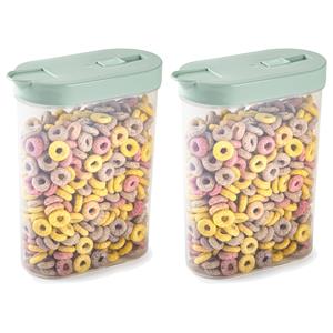 PlasticForte Voedselcontainer strooibus - 2x - mintgroen - inhoud 1 liter - kunststof - 15 x 7 x 19 cm -