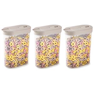 PlasticForte Voedselcontainer strooibus - 3x - beige - inhoud 1 liter - kunststof - 15 x 7 x 19 cm -