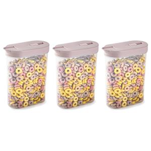 PlasticForte Voedselcontainer strooibus - 3x - lichtroze - inhoud 1 liter - kunststof - 15 x 7 x 19 cm -