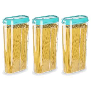 PlasticForte Voedselcontainer strooibus - 3x - blauw - 2350 ml - kunststof - 15 x 8 x 30 cm - voorraadpot -