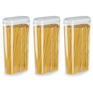 PlasticForte Voedselcontainer strooibus - 3x - wit - 2350 ml - kunststof - 15 x 8 x 30 cm - voorraadpot -