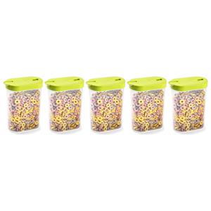 PlasticForte Voedselcontainer strooibus - 5x - groen - inhoud 1 liter - kunststof - 15 x 7 x 19 cm -