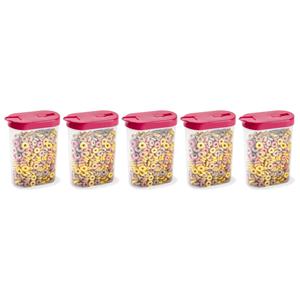 PlasticForte Voedselcontainer strooibus - 5x - roze - inhoud 1 liter - kunststof - 15 x 7 x 19 cm -