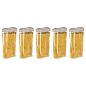 PlasticForte Voedselcontainer strooibus - 5x - beige - 2350 ml - kunststof - 15 x 8 x 30 cm - voorraadpot -