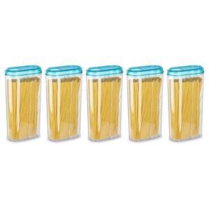 PlasticForte Voedselcontainer strooibus - 5x - blauw - 2350 ml - kunststof - 15 x 8 x 30 cm - voorraadpot -