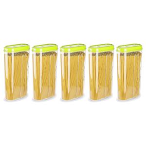 PlasticForte Voedselcontainer strooibus - 5x - groen - 2350 ml - kunststof - 15 x 8 x 30 cm - voorraadpot -