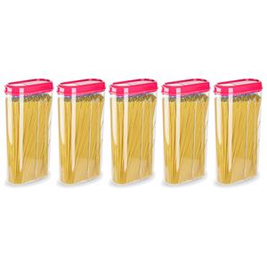 PlasticForte Voedselcontainer strooibus - 5x - roze - 2350 ml - kunststof - 15 x 8 x 30 cm - voorraadpot -