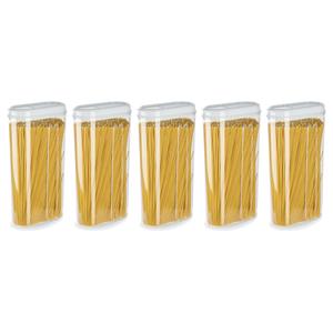 PlasticForte Voedselcontainer strooibus - 5x - wit - 2350 ml - kunststof - 15 x 8 x 30 cm - voorraadpot -